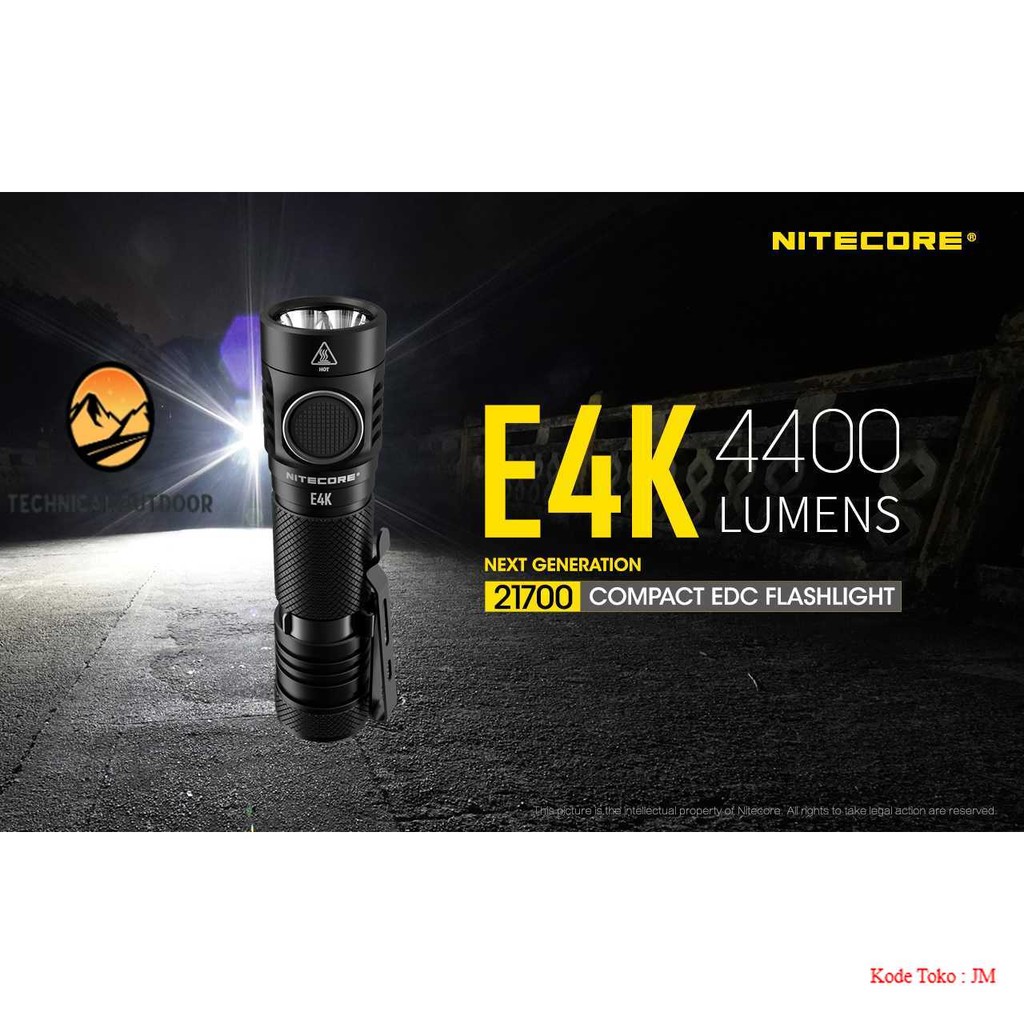 Senter LED 4xCREE XP-L2 V6 4400 Lumens - E4K | COB & Rechargeable | LED Super Terang | Murah Berkual
