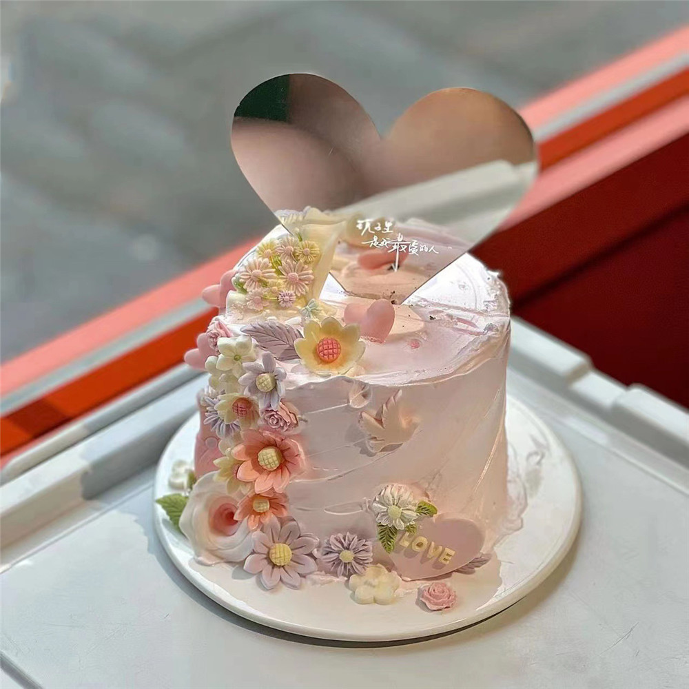 AKRILIK LOVE MIRROR DEKORASI CAKE MIRROR SELFIE/CERMIN UNTUK MIRROR SELFIE CAKE KOREAN STYLE