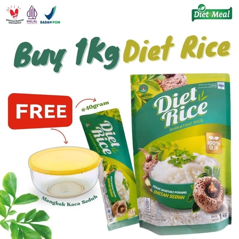 

Beras Porang DietRice 1 KG + Bonus Mangkok Kaca + Bonus 1 sacet