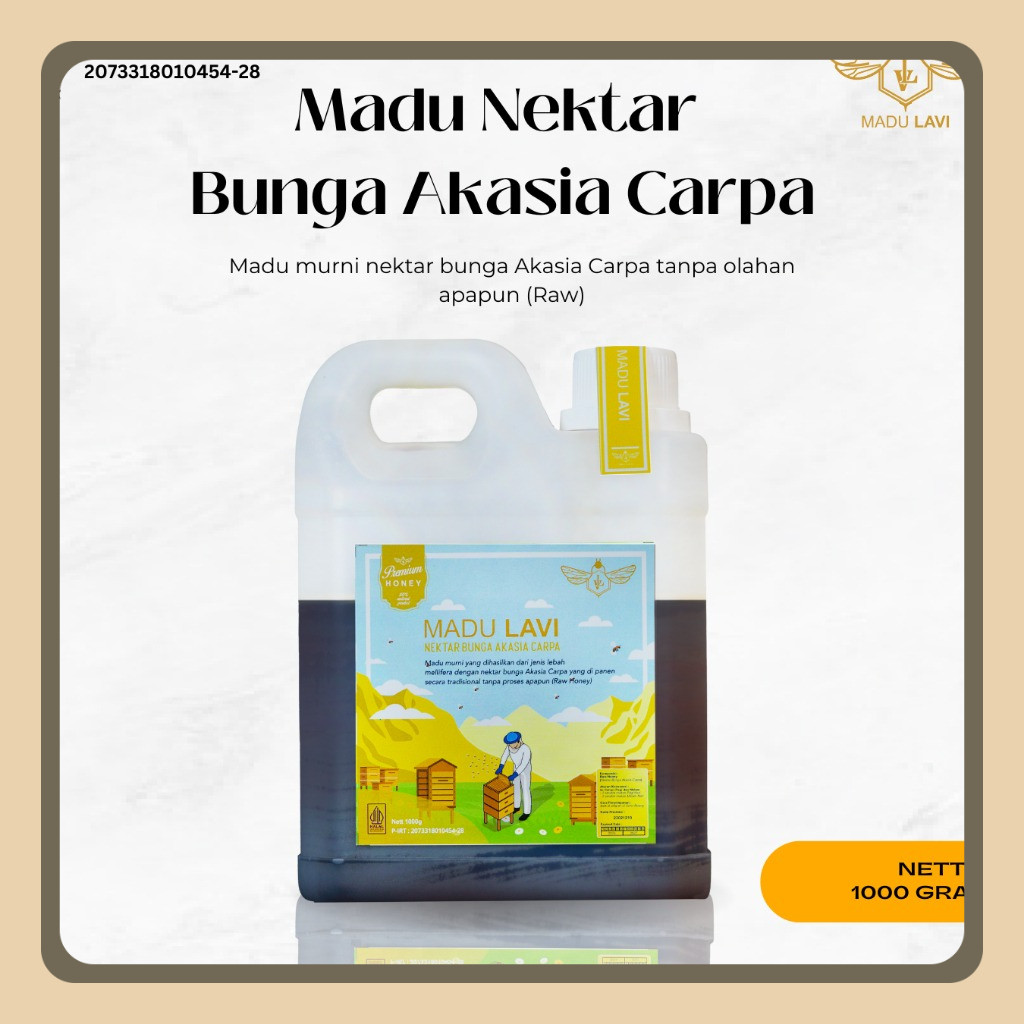 

Madu Lavi Murni Asli Nektar Akasia 1000gram Grade A 100% Alami Pure Raw Honey
