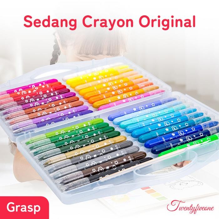 

TERLARIS! Grasp Crayon Sedang Original 12/24/36/48 Warna Water Soluable Crayon Krayon Mewarnai Kertas Stationery - 12 warna