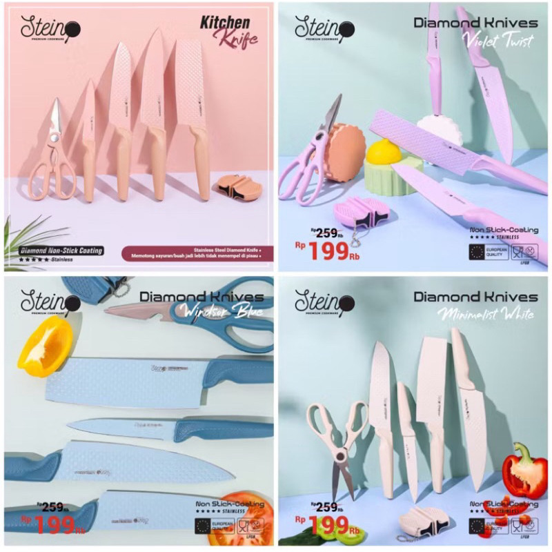Pisau Stein Cookware Diamond Knife Set (Pisau Dapur)