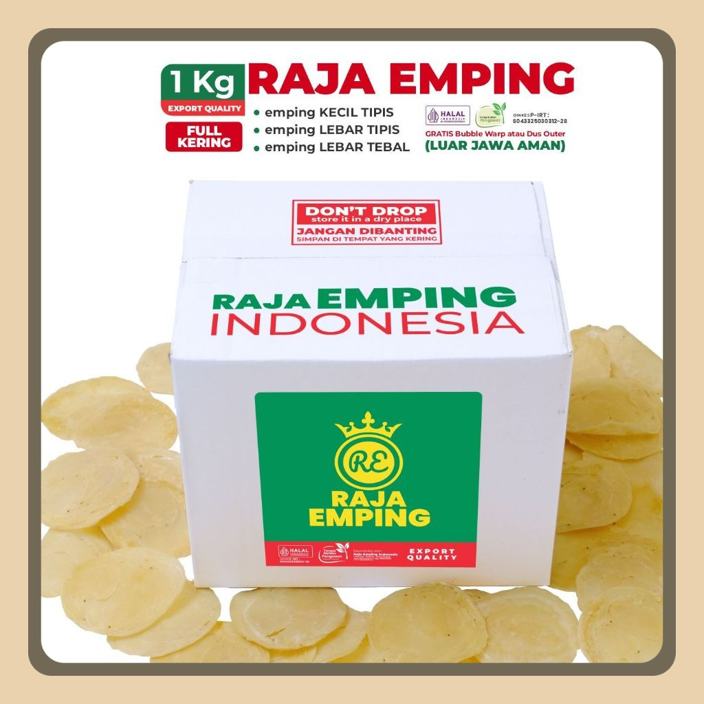 

Raja Emping Melinjo Full Kering - Kecil Tipis / Lebar Tipis / Lebar Tebal - Kemasan DUS 1kg Grade A