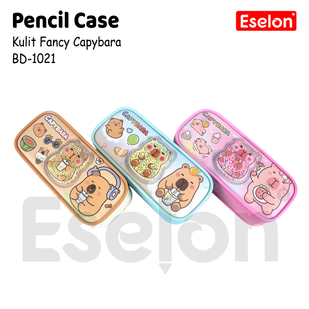 

Tempat Pensil Kulit XIAOLINGJING BD-1021 / Kotak Pensil Kulit 2 Resleting Capibala