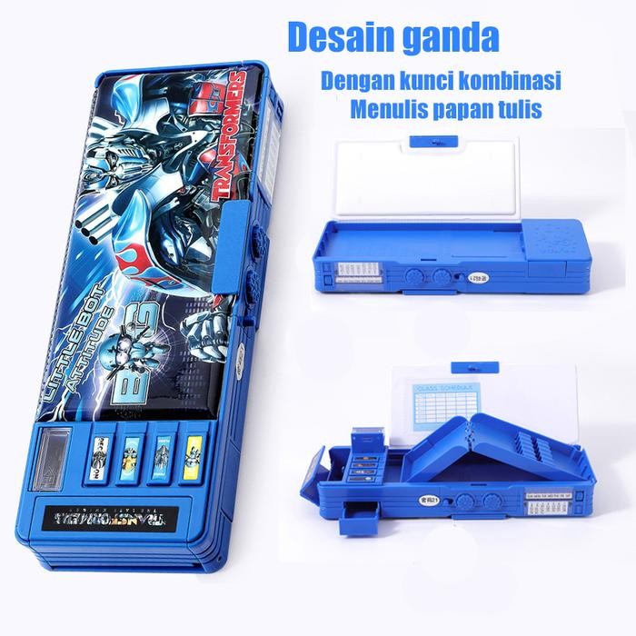 

BEST- [Kuyamol] Tempat Pensil Cute Kotak Pensil Multifungsi Motif Kartun Untuk Anak Laki-Laki /Transformer Password Pencil Case /Tempat Pensil Magnet Sandi Multifungsi Motif Kartun Untuk Anak Laki-Laki Alat Tulis - Berwarna biru tua