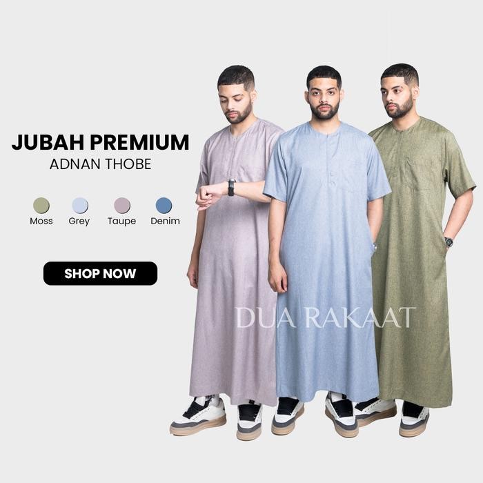 ADNAN THOBES Gamis Sultan Jubah Abaya Thobe Pria Muslim Lebaran Viral Bahan Katun Premium New Collec