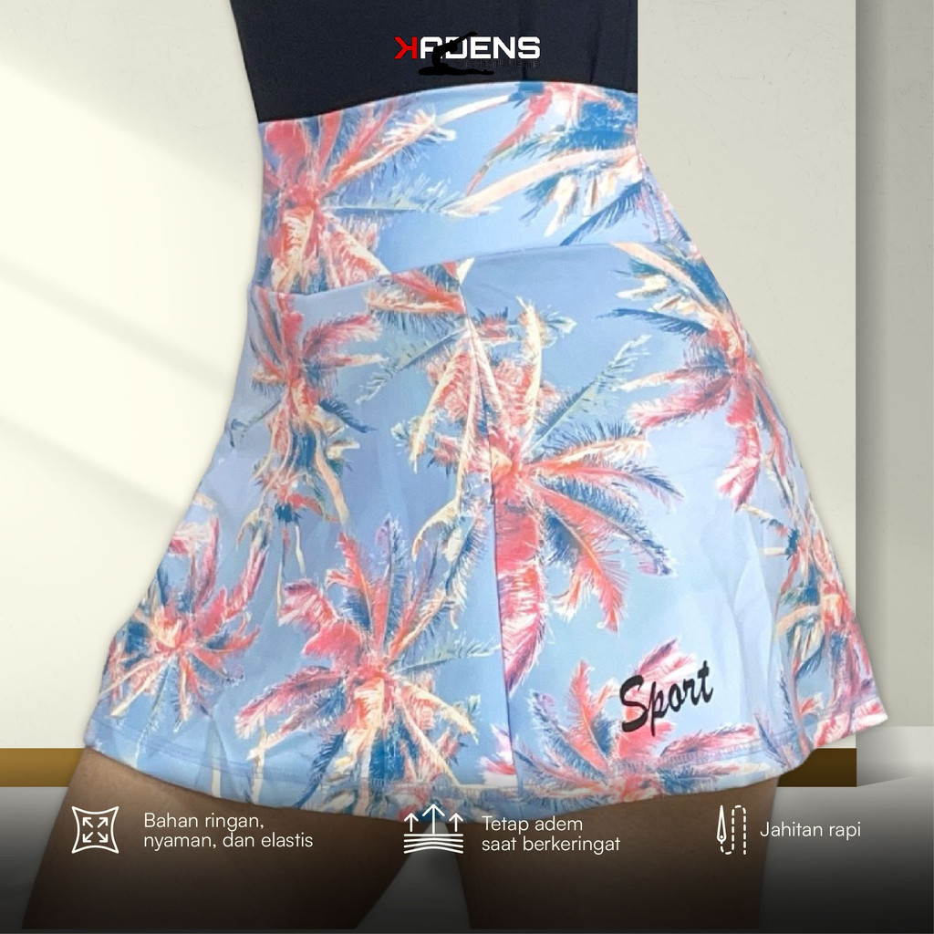 KADENS Sport Mini Skirt/Rok Mini Olahraga Wanita/Rok Celana/Rok Mini Motif/Tennis Mini Skirt/Sport S