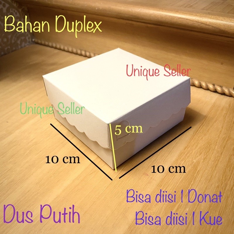 [50 pcs] Dus Putih Uk 10x10x5 cm untuk Donat isi 1 , Slice Cake , Pastry , Aksesoris , Kue