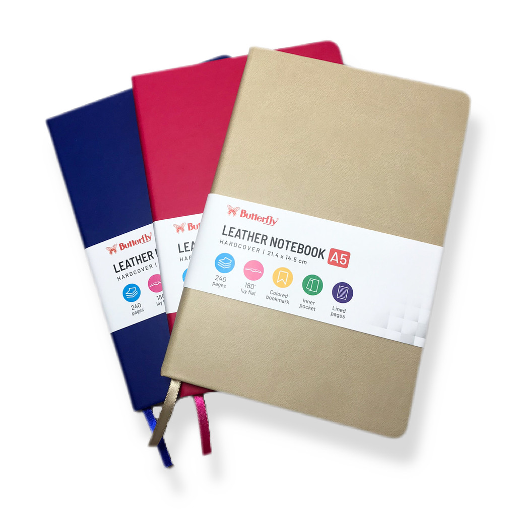 

Butterfly - Leather Notebook Bergaris HardCover A5 - Pcs