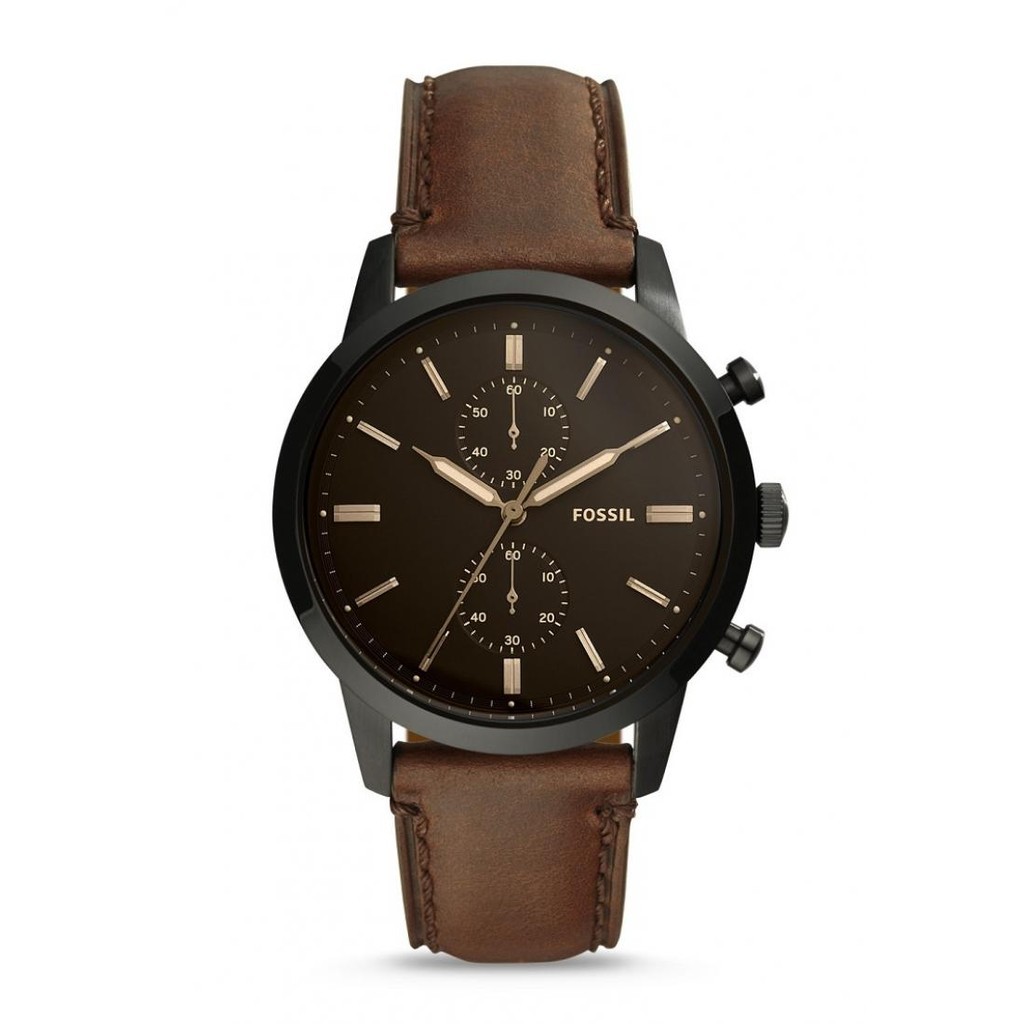 Fossil Townsman 44Mm Chronograph Brown Leather Watch FS5437