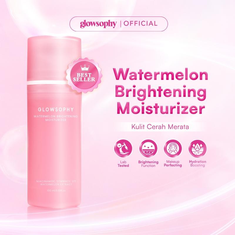 

Glowsophy Watermelon Brightening Moisturizer Skin Barrier Niacinamide Gel Day and Night Skincare 100 ml Gel Pelembab Wajah Mencerahkan Kulit Bercahaya Brightening Cream