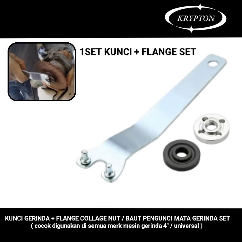Kunci Gerinda + Flange Collage Nut baut gerinda Set UniversalHALA