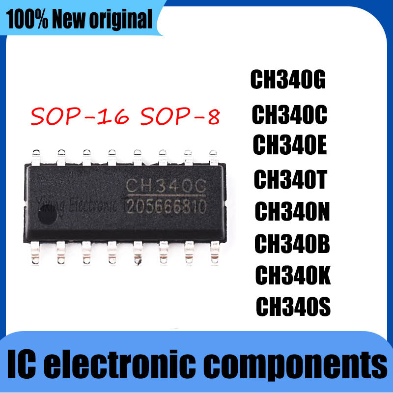 10PCS NEW CH340G CH340C CH340E CH340T CH340N CH340B CH340K CH340S SOP-16 SOP-8 IC Chip