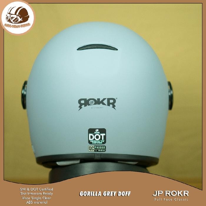JP ROKR HELM FULL FACE CLASSIC SINGLE VISOR Motorcycle - Grey Dop, XL