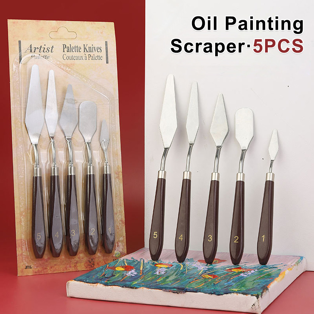 

【Stok Siap】5 Spatula Set Isi Lukis Painting Knife Pisau Palet Knive Alat Lukis Hias Cake Korea Pallete