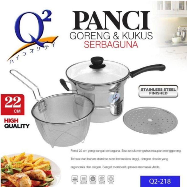 Panci Serbaguna / Panci Kukus Mie / Panci Goreng, Kukus & Rebus Multifungsi Q2-218