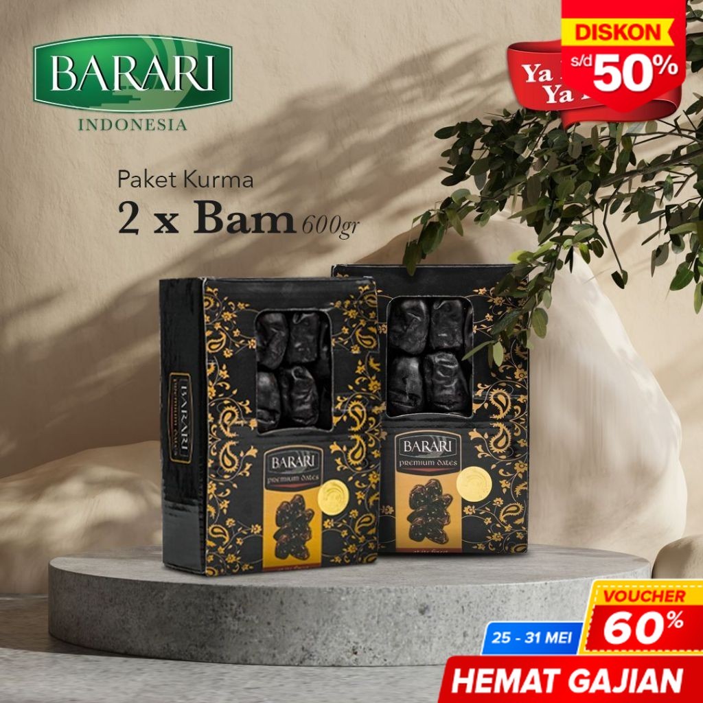 

BARARI Bam Mazafati Kurma Iran 2 Pcs 600gr Premium Dates High Quality Tekstur Lembut