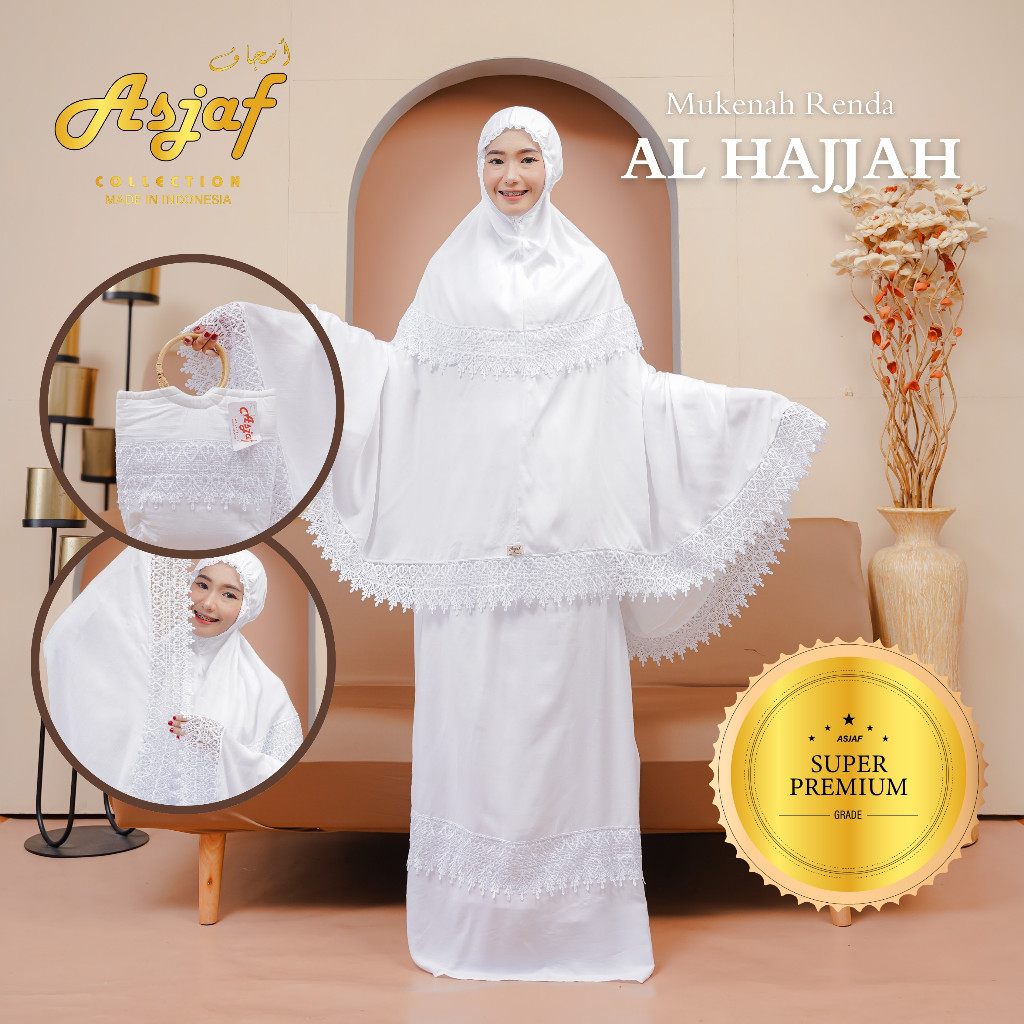 A4 Mukena Travel Putih Renda Polos Super Premium Class Bahan Rayon Premium Lembut Tebal Adem Nyaman 