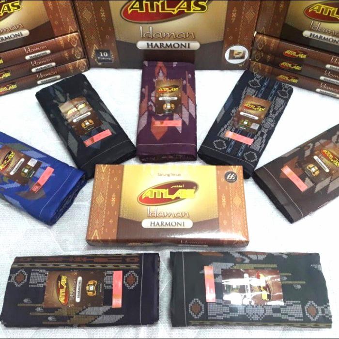 sarung atlas idaman harmoni kembang - Hitam