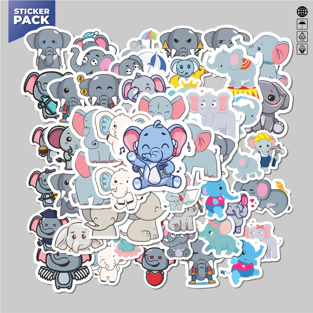 

[100PCS]Stiker Pack Sticker Hewan Gajah Aesthetic Vinyl Anti Air Dekorasi Sticker Laptop Buku Journal Koper Helm Casing HP Gitar Helm Skateboard