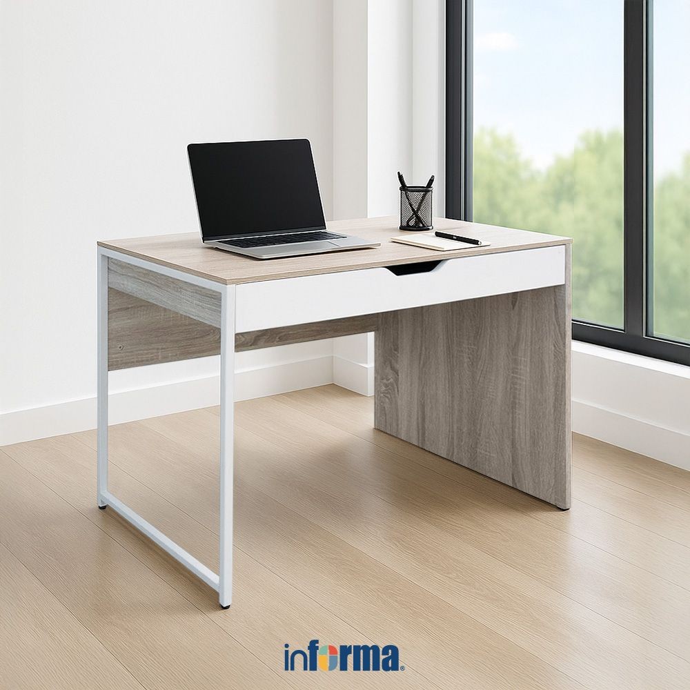 Informa Heize Meja Kantor - Putih Office Table Furnitur Kantor Meja Kerja Belajar Serbaguna
