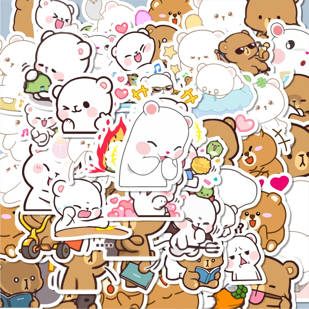 

100PCS Lucu Sticker Kartun Beruang Stiker Aesthetic Stiker Anti Air Stikers Berperekat Waterproof sticker decal buat Motor Helm Buku Journal Koper Casing HP Laptop Botol Minum Hadiah anak