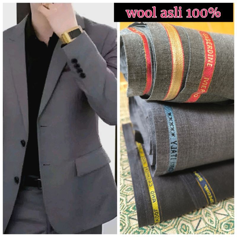 kain wool asli 100% premium kain Jas,sapari,blazer pormal