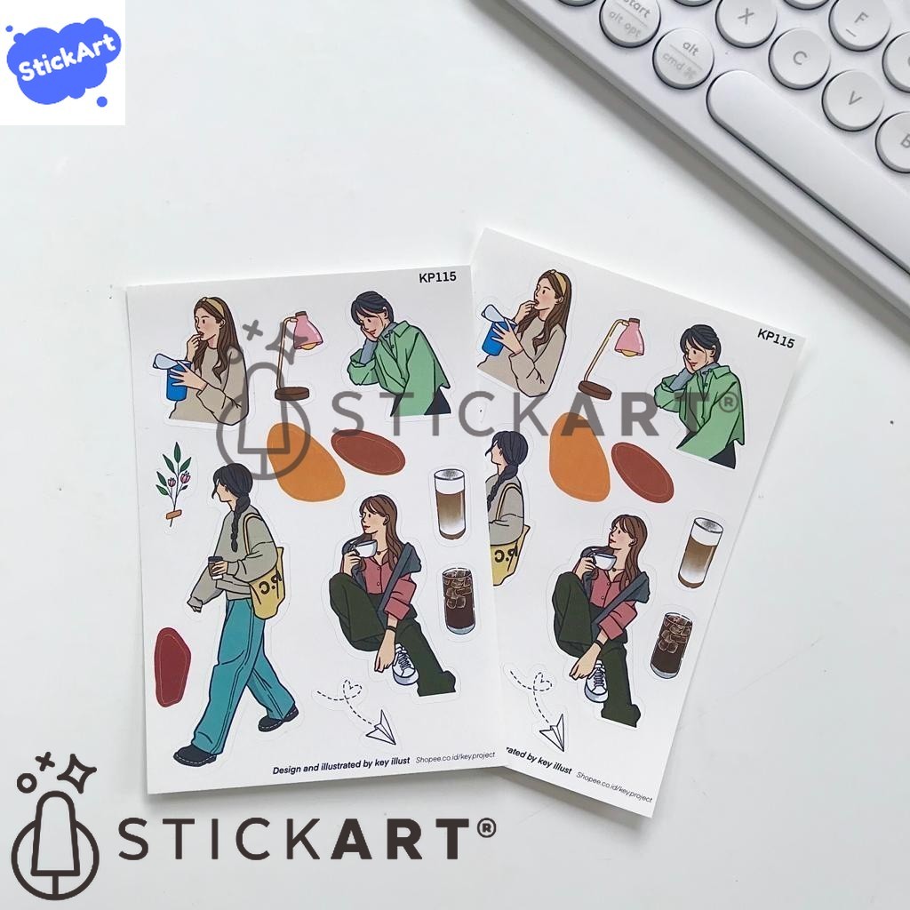 

[STICKART] Korean girl sticker sheet/ sticker aesthetic KP115 BAHAN DAN KWALITAS PREMIUM