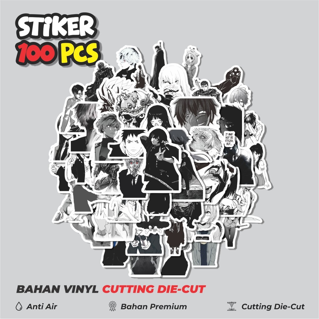 

Terbaru! 50 pcs Sticker Hitam Dan Putih Anime Sticker Dekorasi Lucu Kreatif untuk Notebook, Skateboard, HP