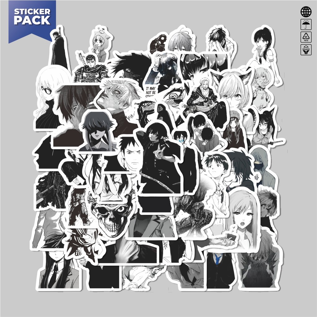 

[100PCS]Stiker Pack Sticker Hitam Dan Putih Anime Sticker Aesthetic Vinyl Anti Air Dekorasi Sticker Laptop Buku Journal Koper Helm Casing HP Gitar Helm Skateboard