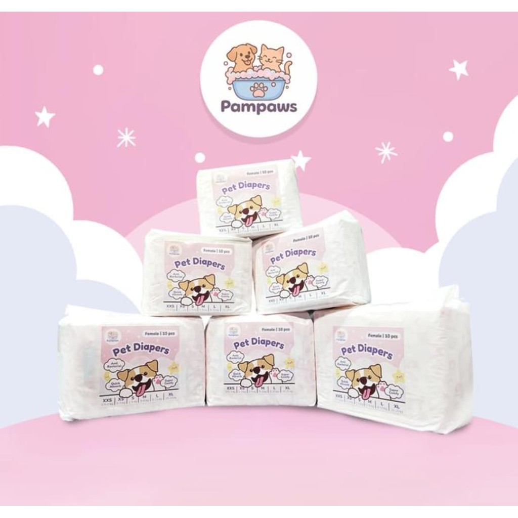 PAMPAWS - Pampers Anjing MALE & FEMALE Pampers Kucing Pet Diapers Popok Anjing Popok Kucing
