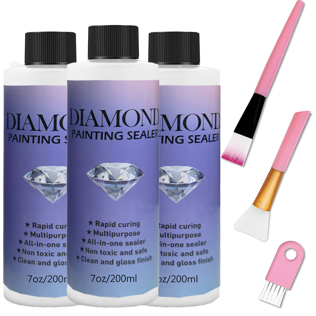 

60ML/120ML/200ML Diamond Painting Sealer with 3 Pcs Brushes Diamond Painting Glue Permanent Hold & Shine Effect Sealer Puzzle