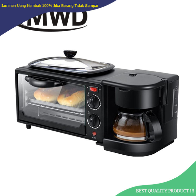 110V/220V 3-in-1 Breakfast Machine Drip American Coffee Maker Cooker Teppanyaki Bread Pizza Oven Egg