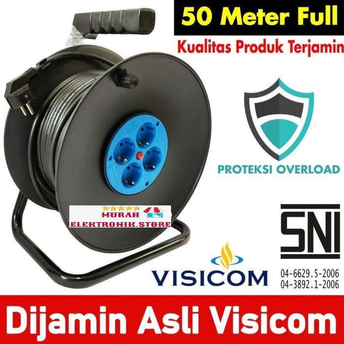 VISICOM Kabel Roll 50 Meter 4 Stop Kontak Gulung 50m 50 m SNI