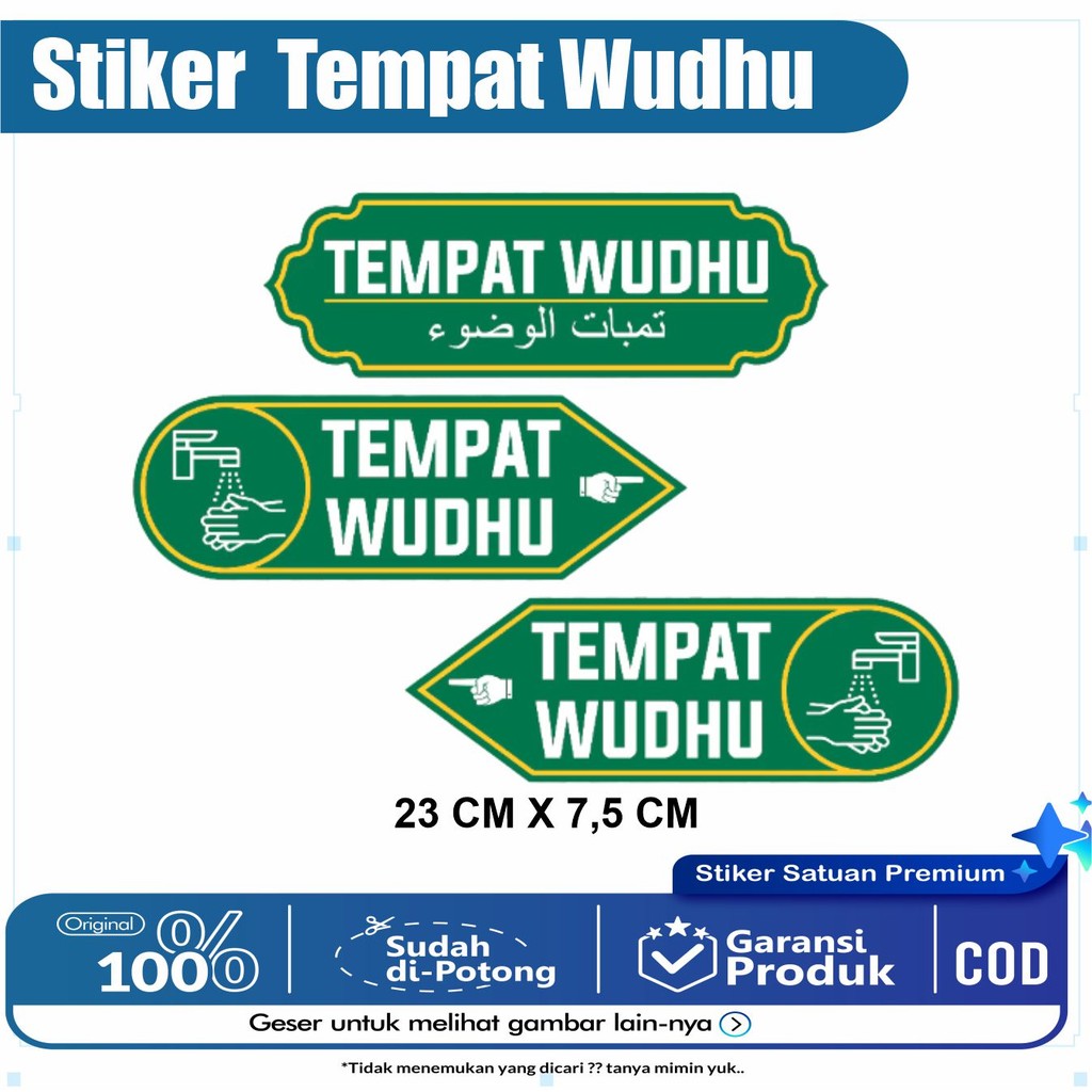 

STIKER VINYL PETUNJUK ARAH TEMPAT WUDHU LAMINASI GLOSSY