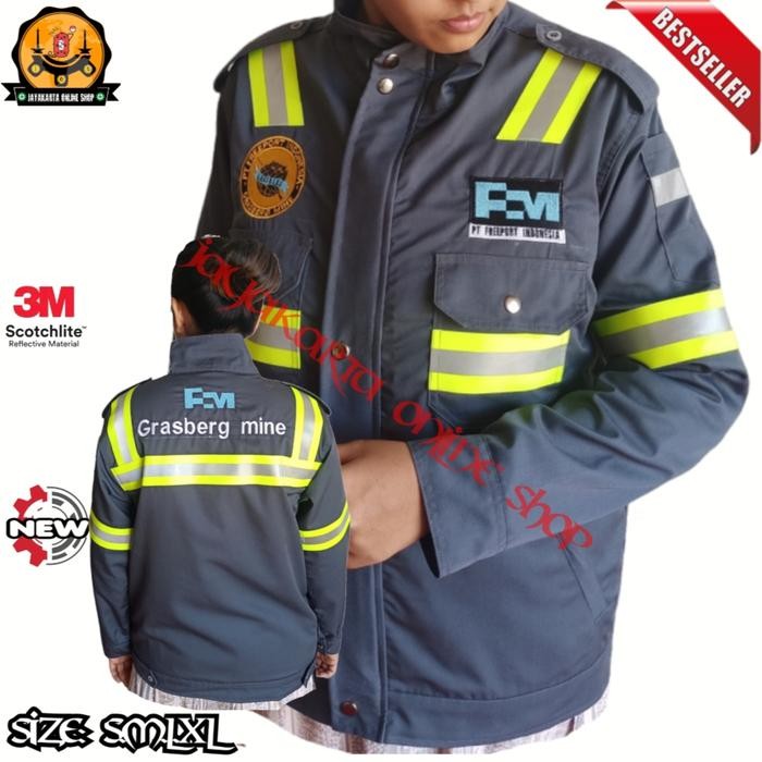 JAKET SAFETY FREEPORT 3M SCOTLITE-BAJU SAFETY-SERAGAM SAFETY PREMIUM - Abu-abu, S
