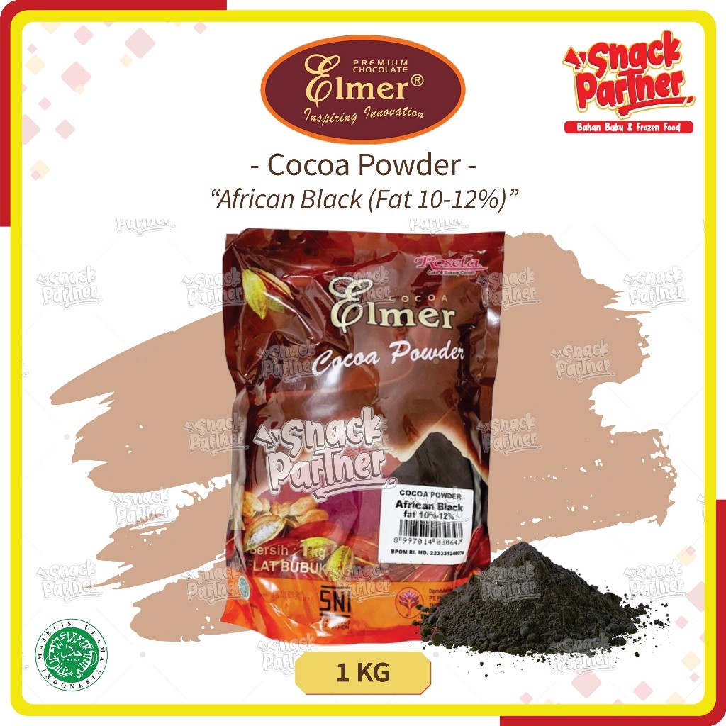 

ELMER | COCOA POWDER AFRICAN BLACK 1 KG / REPACK 100 250 500 GR - Bubuk Coklat Kakao Cacao Hitam Cokelat Choco