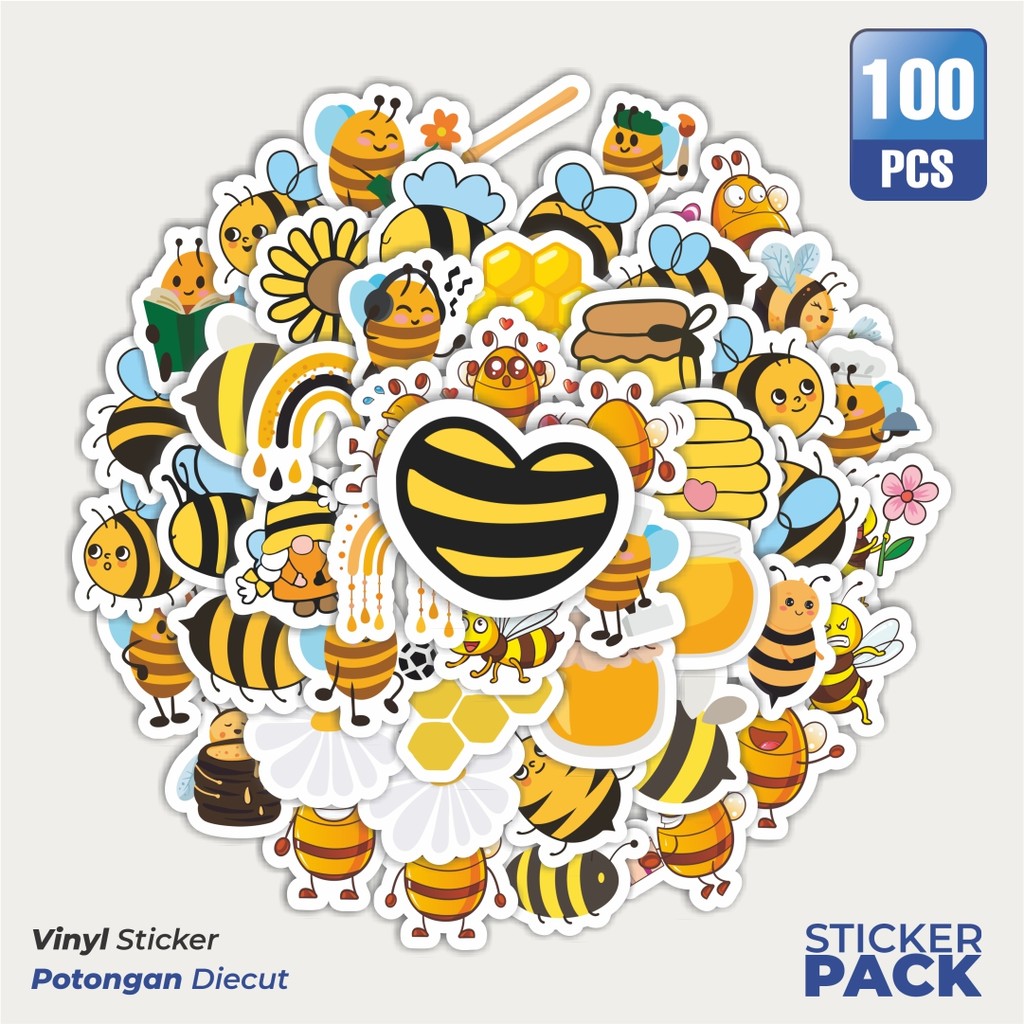 

Stiker Vinyl Stiker Kartun Lucu Lebah Waterproof Aesthetic- Untuk Laptop, Motor, dan Helm - Paper Stationery Pack