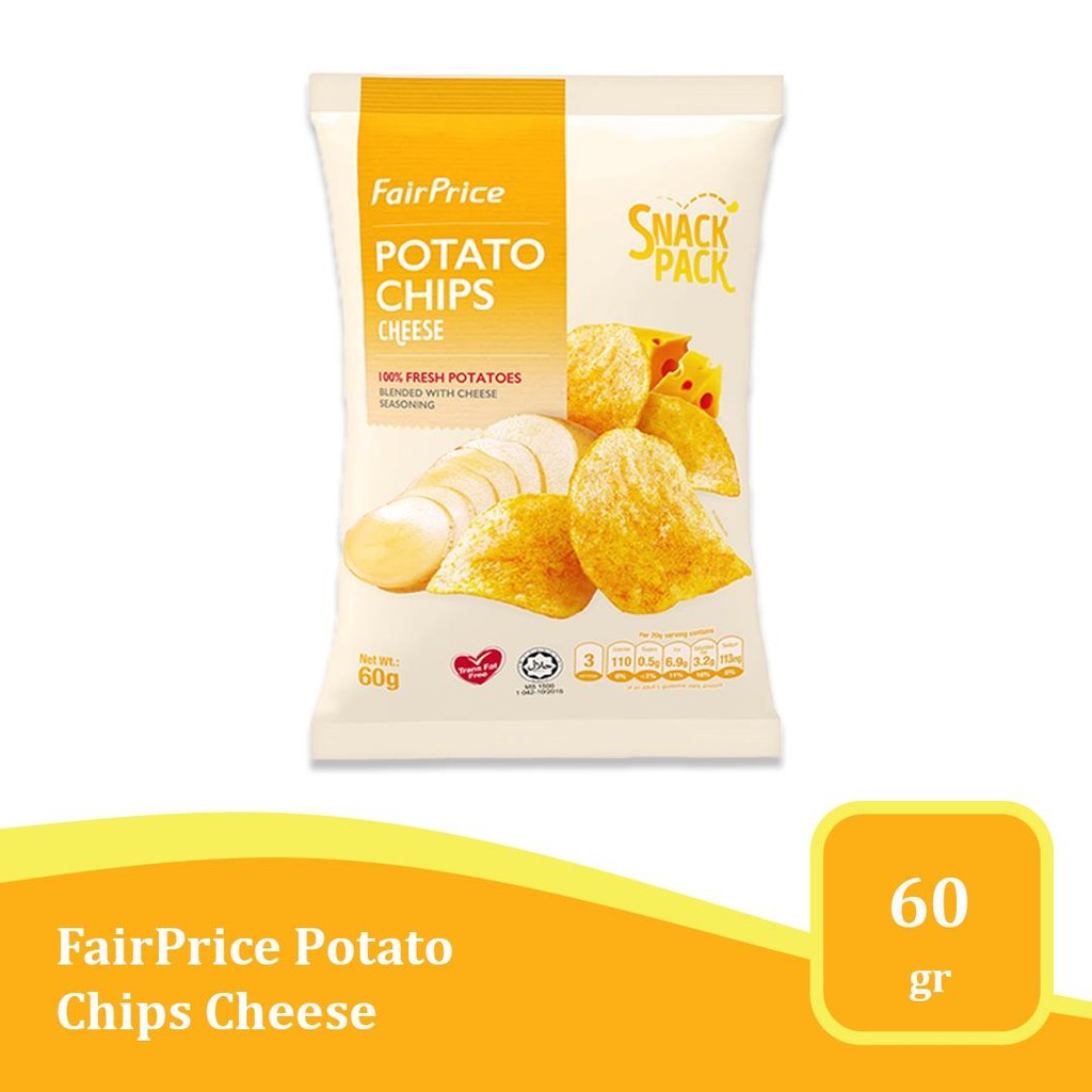 

Fairprice Cheese Potato Chips - Camilan Keju Gurih Import USA 60g