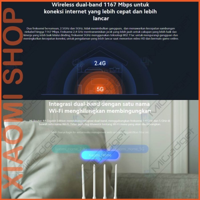 Mi Router 4A 4 A Gigabit AC1200 WiFi Router Repeater Resmi - Router AC1200