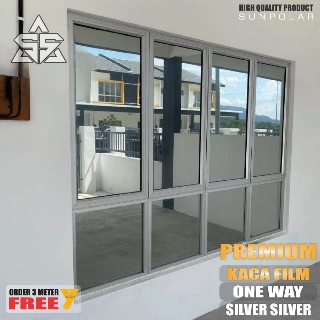Stiker Kaca Film Cermin Jendela Pintu Rumah Kantor Mobil Ruko One Way Tidak Tembus Pandang Lebar 150