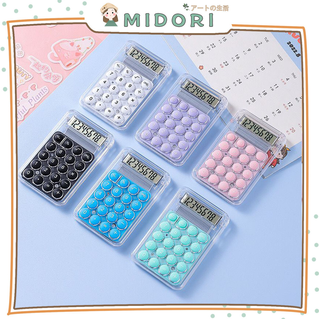 

[MIDORI] 8 DIGITS CUTE SILENT CALCULATOR MINI TRANSPARANT Candy Color Portable Kalkulator Alat Hitung Aesthetic - F0335