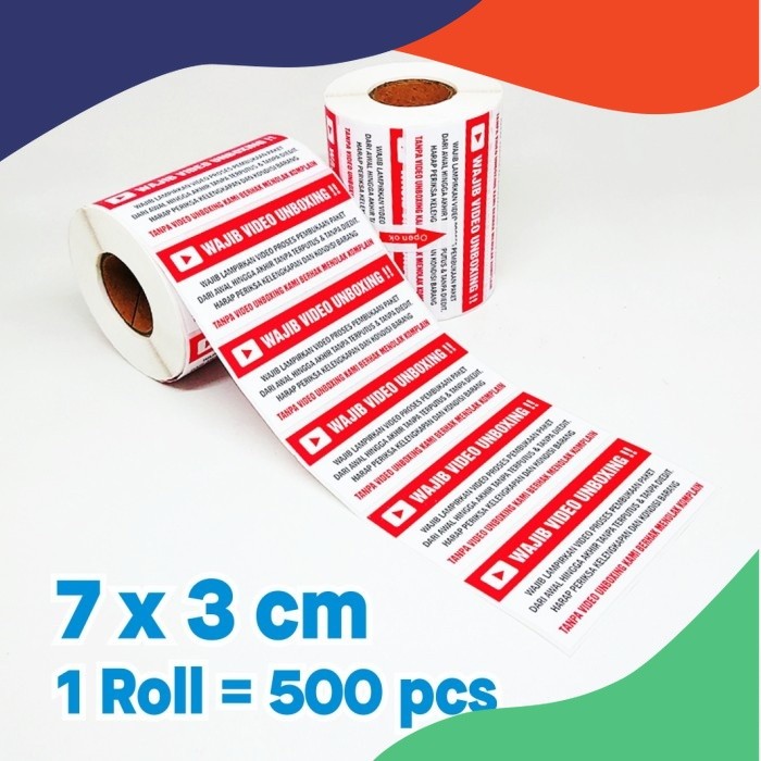 

COD Sticker Label Wajib Video Unboxing Stiker Pengiriman Olshop 7 x 3 cm (1 roll/ 500 pcs) SALE