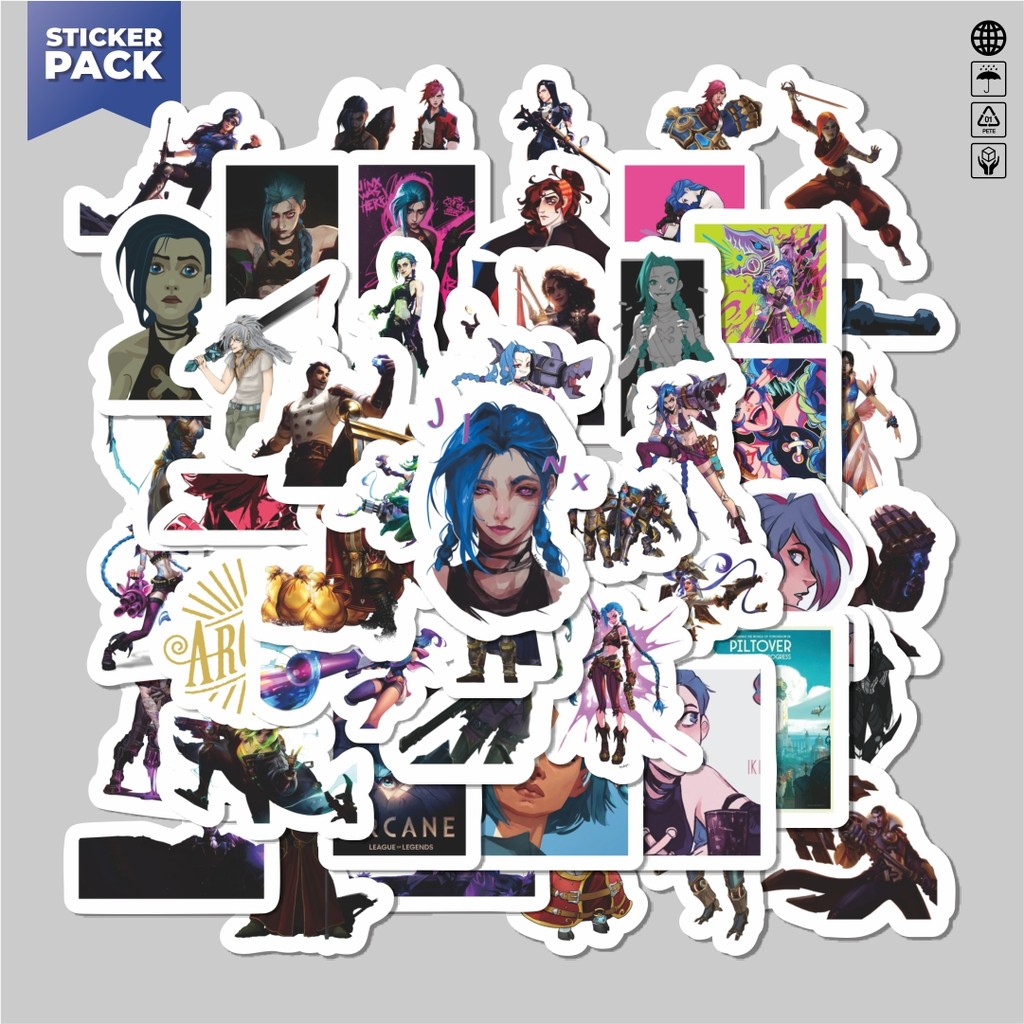 

[100PCS]Stiker Pack Stiker Kartun Arcane Aesthetic Vinyl Anti Air Dekorasi Sticker Laptop Buku Journal Koper Helm Casing HP Gitar Helm Skateboard