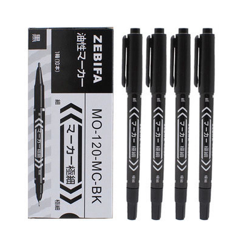 

10pcs/set Double Head Marker Pen Waterproof Black/Blue/Red Oily Ink Pen School Study Stationery Life Office Supplies