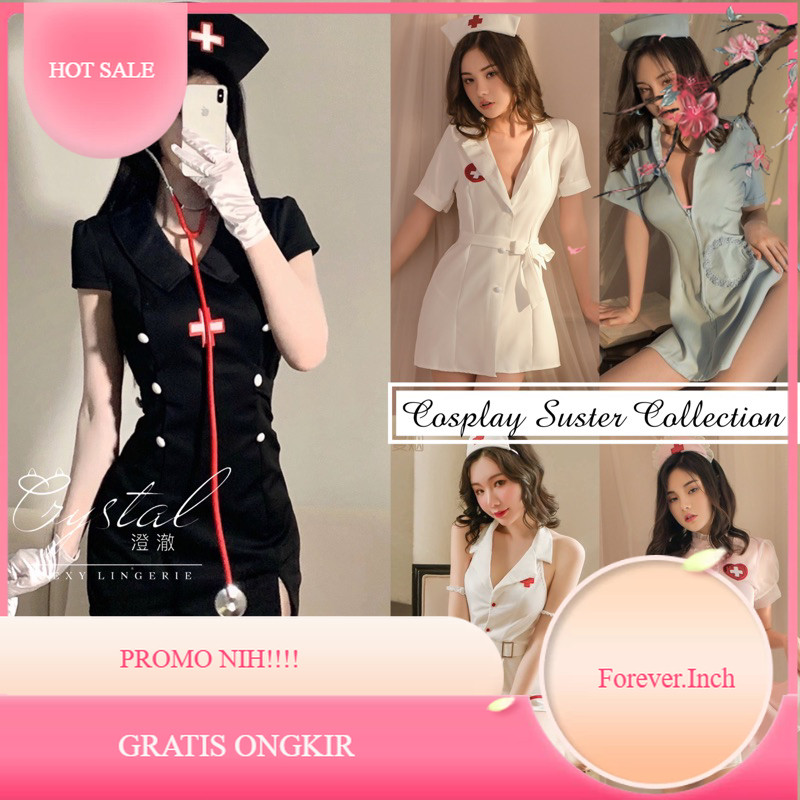 Crystal Lingerie Cosplay Nurse Lingerie Cosplay Suster Wanita / Kostum Lingerie perawat wanita