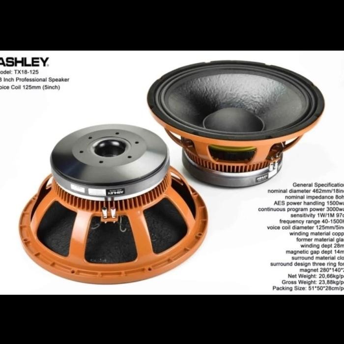 SPEAKER KOMPONEN ASHLEY TX18 125 18INCH COIL 5IN TX18-125 ORIGINAL