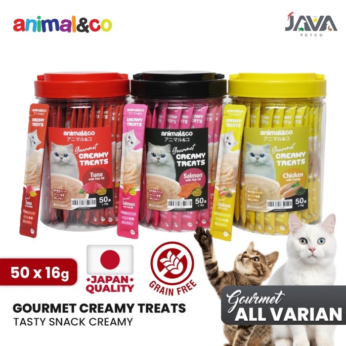 

AnimalnCo Gourmet Premium Creamy Treats 16gram 50pcs 1 Toples Snack/Cemilan/Liquid Kucing - chicken