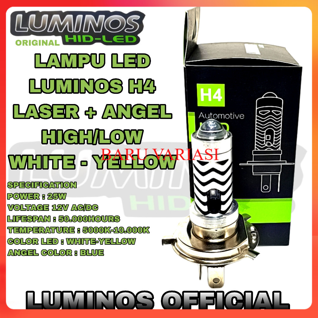 Luminos LS2 H4 - LUMINOS / Lampu LED Motor Laser 2 Warna + Senja Original DDP184 ORIGINAL 100%