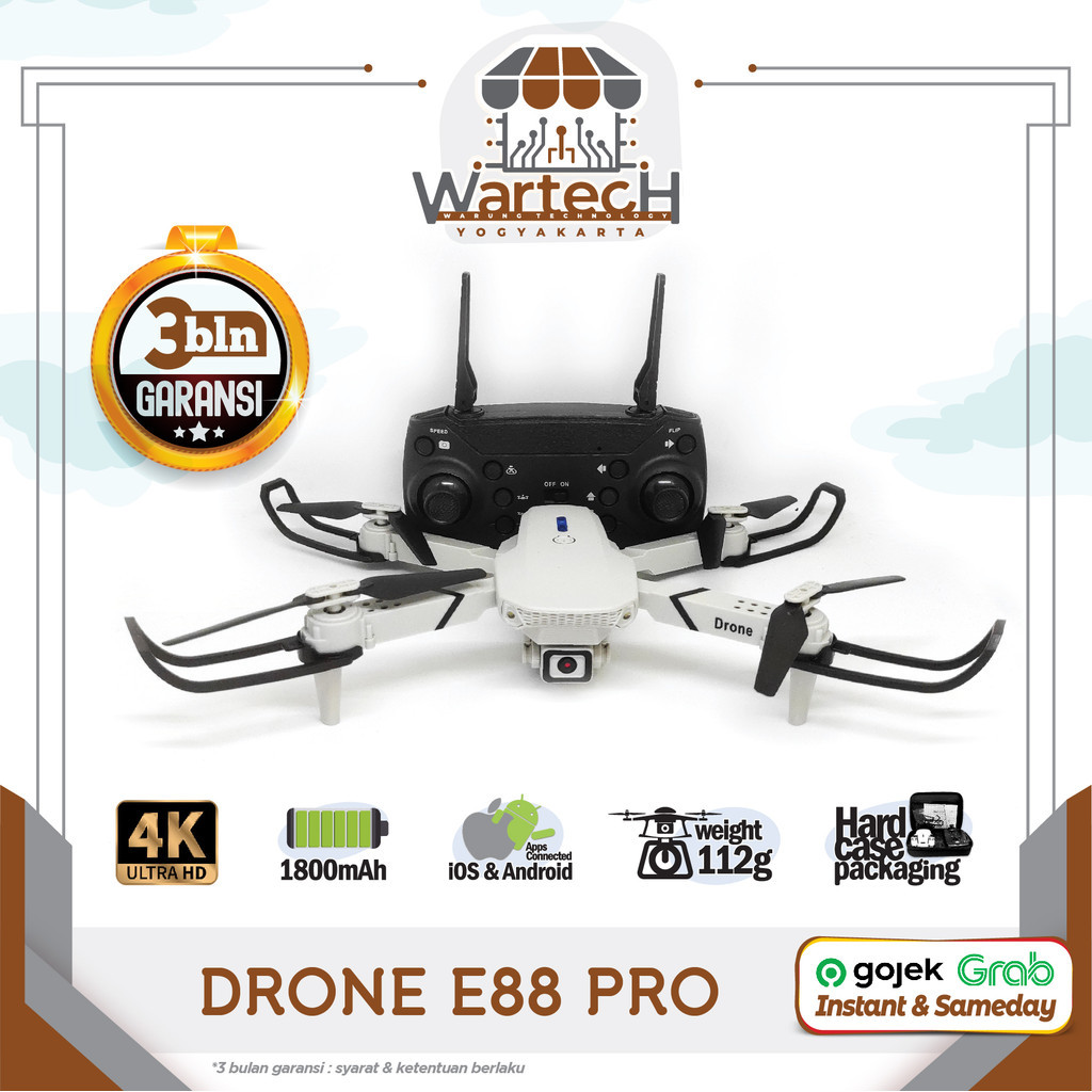 Drone E88pro 4K UltraHD CAMERA Foldable Drone Lipat Single Camera